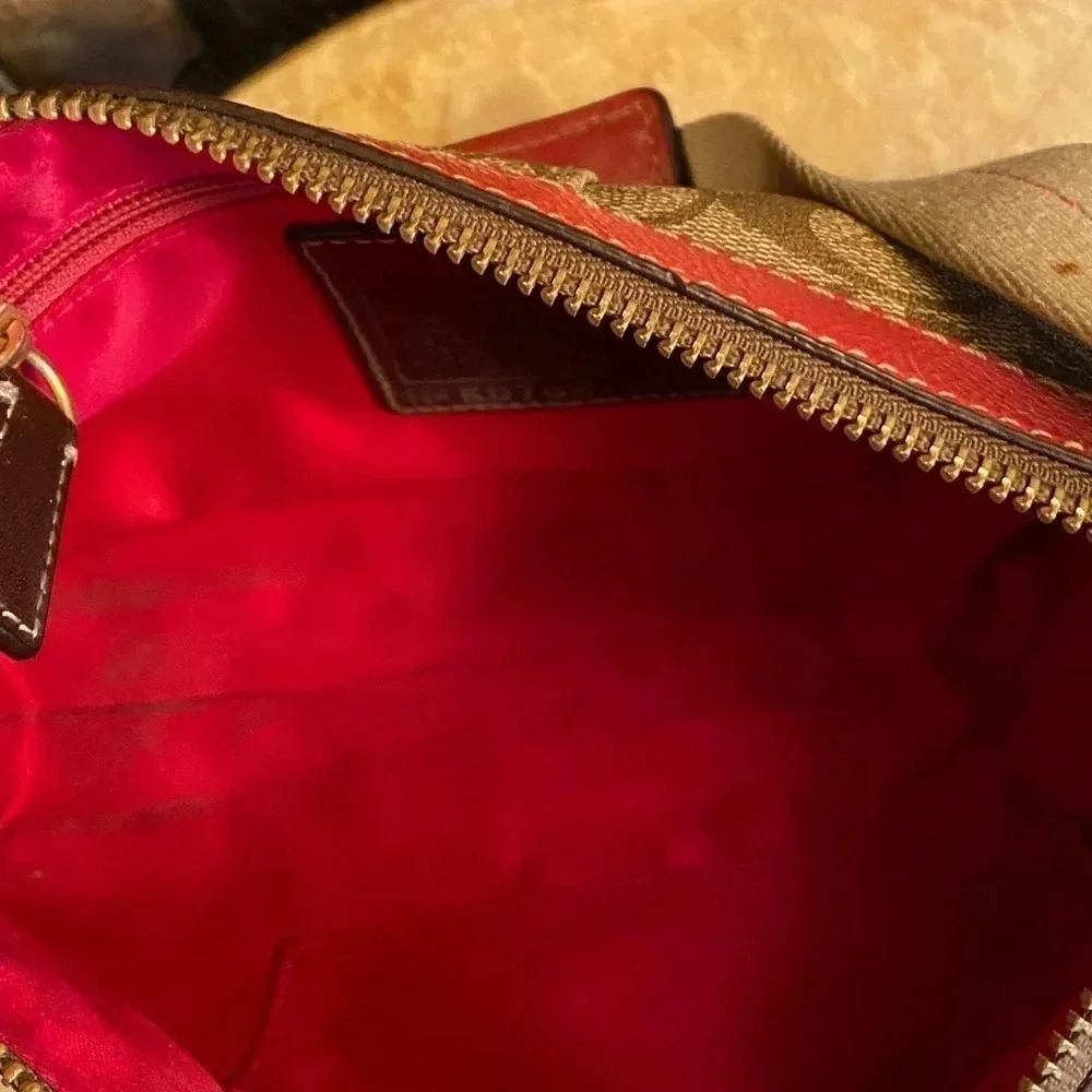 Coach Jacquard Heritage Stripe Leather Demi Bag